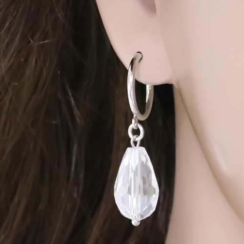 #E118C NON-PIERCING Spring CLIP-ON EARRINGS 1.7cm Teardrop look like pierced - Picture 10 of 10