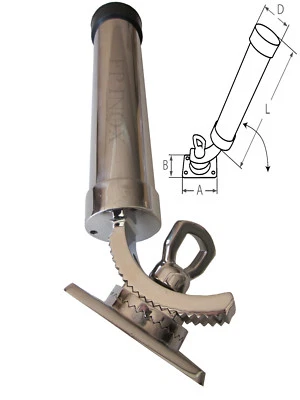 FP INOX Porte Canne Sur Platine Orientable inox 316 - A4 Pèche Bateau