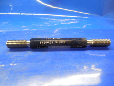 7/16 24 UNS 2A SET THREAD PLUG GAGE .4375 GO NO GO P.D.'S = .4093 & .4055 NS-2A