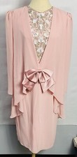 Vintage Ursula of Switzerland Dress Womens 6 Blush Pink Mother of the Bride Bow