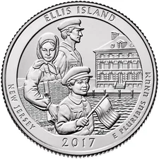 2017 D Ellis Island ATB NP Quarter.  Uncirculated From US Mint roll.