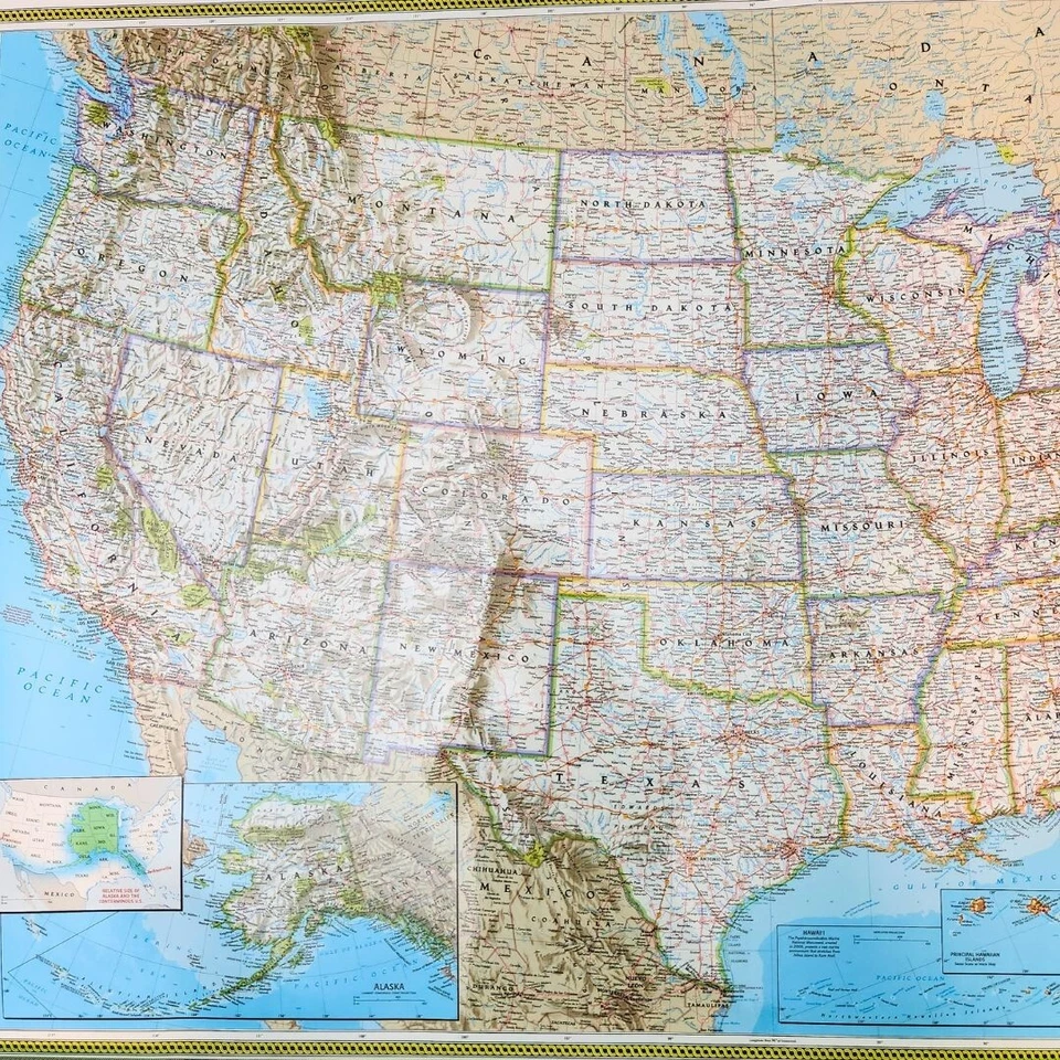 Mapa de póster de pared laminado de National Geographic Estados Unidos 43 1/2 x 30 1/2" Foto 4 de 4