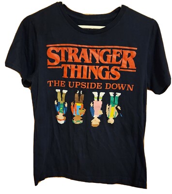 Stranger Things The Upside Down 8 Bit Pixels Youth Kids T-Shirt Netflix Size XL