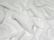 White Terry Cotton Loop Double Sided Towelling Fabric, Soft, 60" Wide- Per Meter
