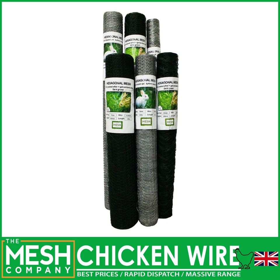 The Mesh Company Chicken Mesh | Hexagonal Chicken Mesh Galvanised & PVC Steel