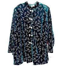 New J.b.s. Womens Velvet Blazer Jacket Silver Glitter Starburst Size 3x 24 Green
