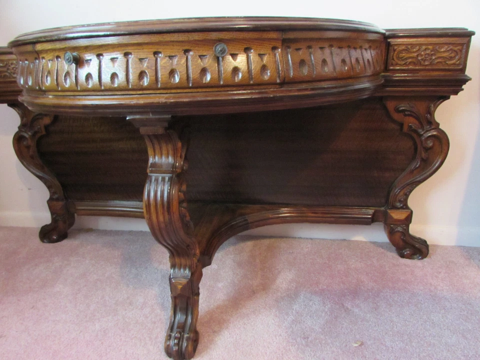 Antigua mesa de pasillo de madera maciza Demilune vestíbulo entrada media redonda Williamsport Foto 2 de 4