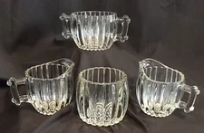 Vintage 1930s Jeannette Glass National Pattern Ribbed and Dot Design