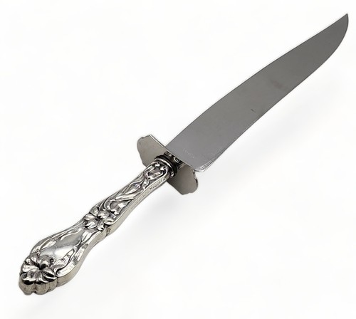 Vintage LARGE FRANK WHITING Sterling Silver Handled Carving Knife LILY - Picture 3 of 4