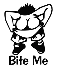Bite Me  Vinyl Decal  Sticker  Humorous  Cartoon 43 different colors available