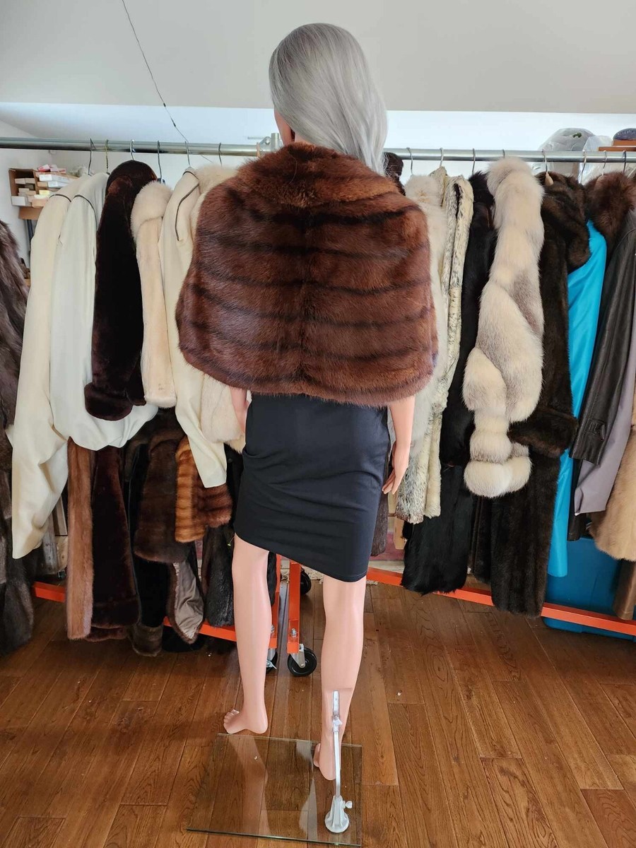 Mink Shawl Fur Coat: Length 23in, Shoulder 19in | eBay