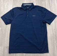 Under Armour The Playoff Polo Shirt - Midnight Navy/Gray Core Stripe Size Medium