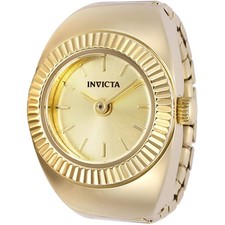 Invicta Women's Ring Watch Mini Angel Quartz Gold Tone Dial Bracelet 48947