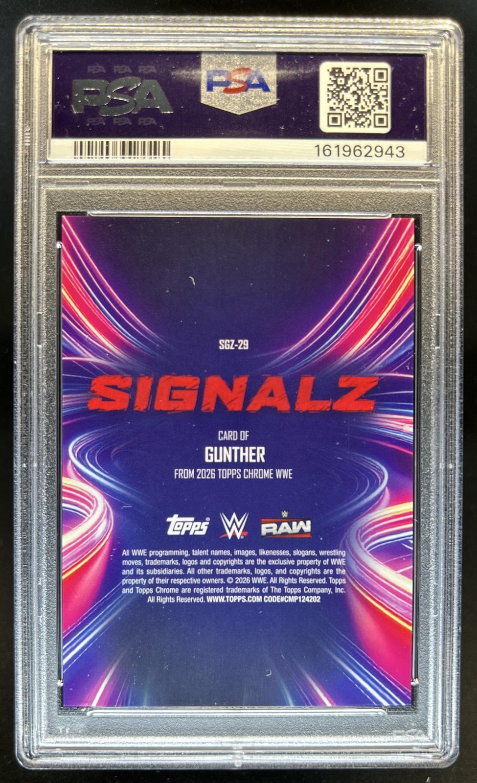 2026 Topps Chrome WWE Gunther Signalz SSP #SGZ-29 PSA 10 GEM MINT view 2