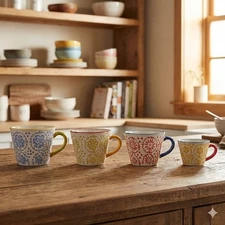 Pier 1 Floral Measuring Cup Set 4 Pc Ceramic Colorful Nesting Cups Bright Kitche