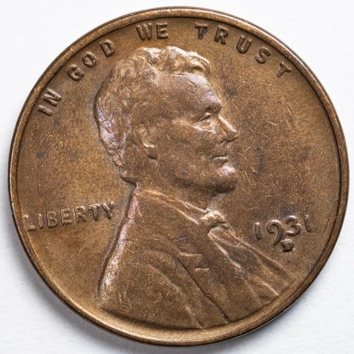 1931-D Extremely Fine (XF) Lincoln Wheat Penny Cent, Denver Mint