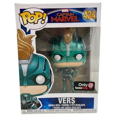 Funko POP Vers #434 Bobble-Head Captain Marvel GameStop Exclusive New