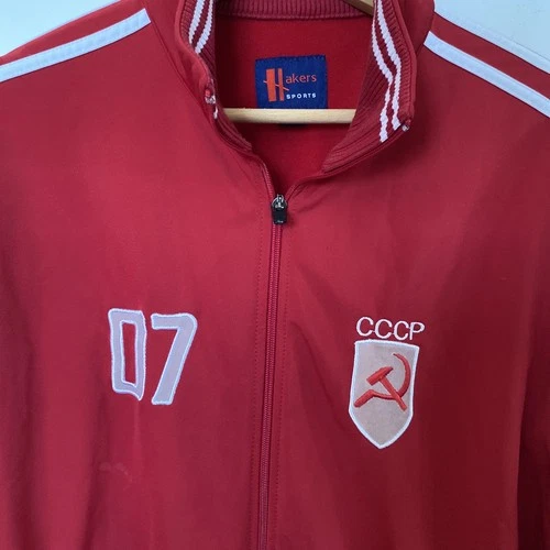 Vintage CCCP 07 Retro Style Soviet Union Warm Up Jacket Red Size XL image 2