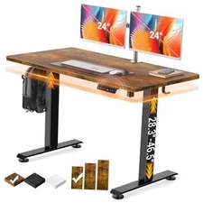  47.2" Standing Desk Electric, Height Adjustable Sit Stand Up, 47.2 Inch Brown