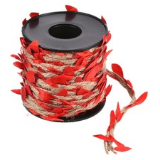 33ft 5mm Burlap Leaf Ribbon Vine Natural Jute Rope Twine, Red
