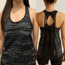 Under Armour Women's Athletic Tank Top Racerback Black White Pattern