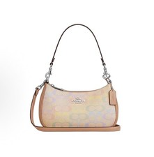 NWT Coach Teri Shoulder Bag In Rainbow Signature Canvas CDA91 New Free Shipping