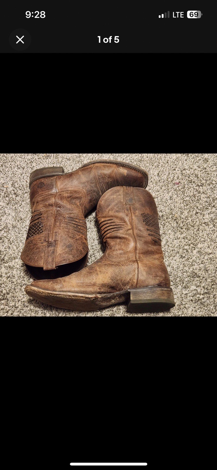 Ariat Circuit Patriot Western Boot for Men Size 12 Weathered Tan 10029699