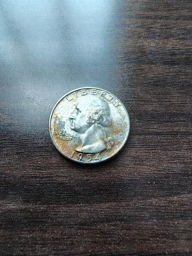 1954 D Washington Quarter - AU - Beautiful Toning