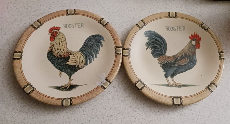 Rooster Plates Set of 2 Made in Italy