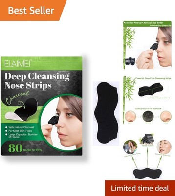 Natural Charcoal Blackhead Remover Strips - 80 Pcs for Instant Pore Unclogging