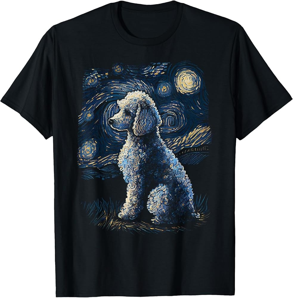 Poodle Dog Starry Night Dogs Lover Gifts Graphic T-Shirt