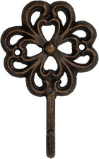 Wall Mounted Cast Iron Home Decor Single Hook with Unique Design Stylized Flowe