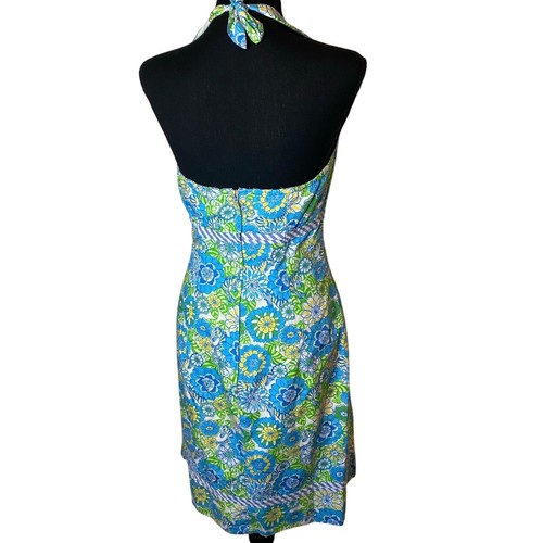 Abito floreale Lilly Pulitzer Halter blu verde e giallo taglia 8 - Foto 2 di 9
