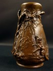 Ernest SANGLAN Vase Piriform Bronze Signiert XIXe Fabel La Fontaine
