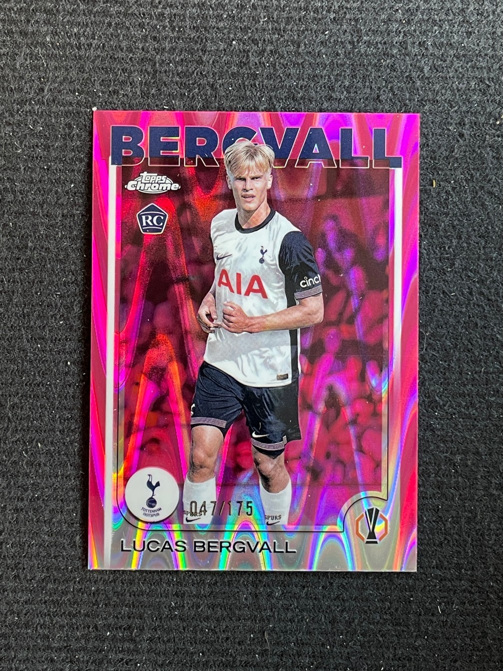 Lucas Bergvall 2024-25 Topps Chrome UCC Neon Pink Raywave Refractor /175 RC #112