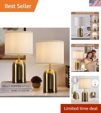 Touch Control Table Lamps Set of 2, Gold Bedside Table Lamps for Bedroom Livi...