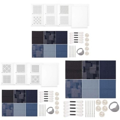 Needlework Set with Jeans Fabric Thread Stitching Needle and Embroidery Pattern