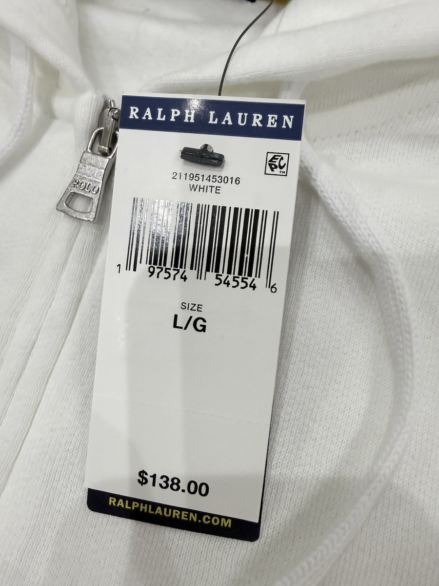 NWT Polo Ralph Lauren Women's Full Zip Hoodie Sweatshirt White