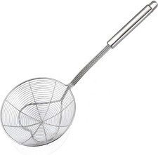 Strainer Skimmer Spoon for Cooking and Frying, 6.3 Inches Inches, Silver 