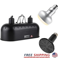 150W Reptile Heat Lamp Dual Dome Light Fixture Terrarium UVB Basking Emitter New