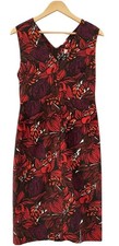Jigsaw Shift Dress Sleeveless Cotton Orange Purple Floral Leaf Print MIDI UK 12