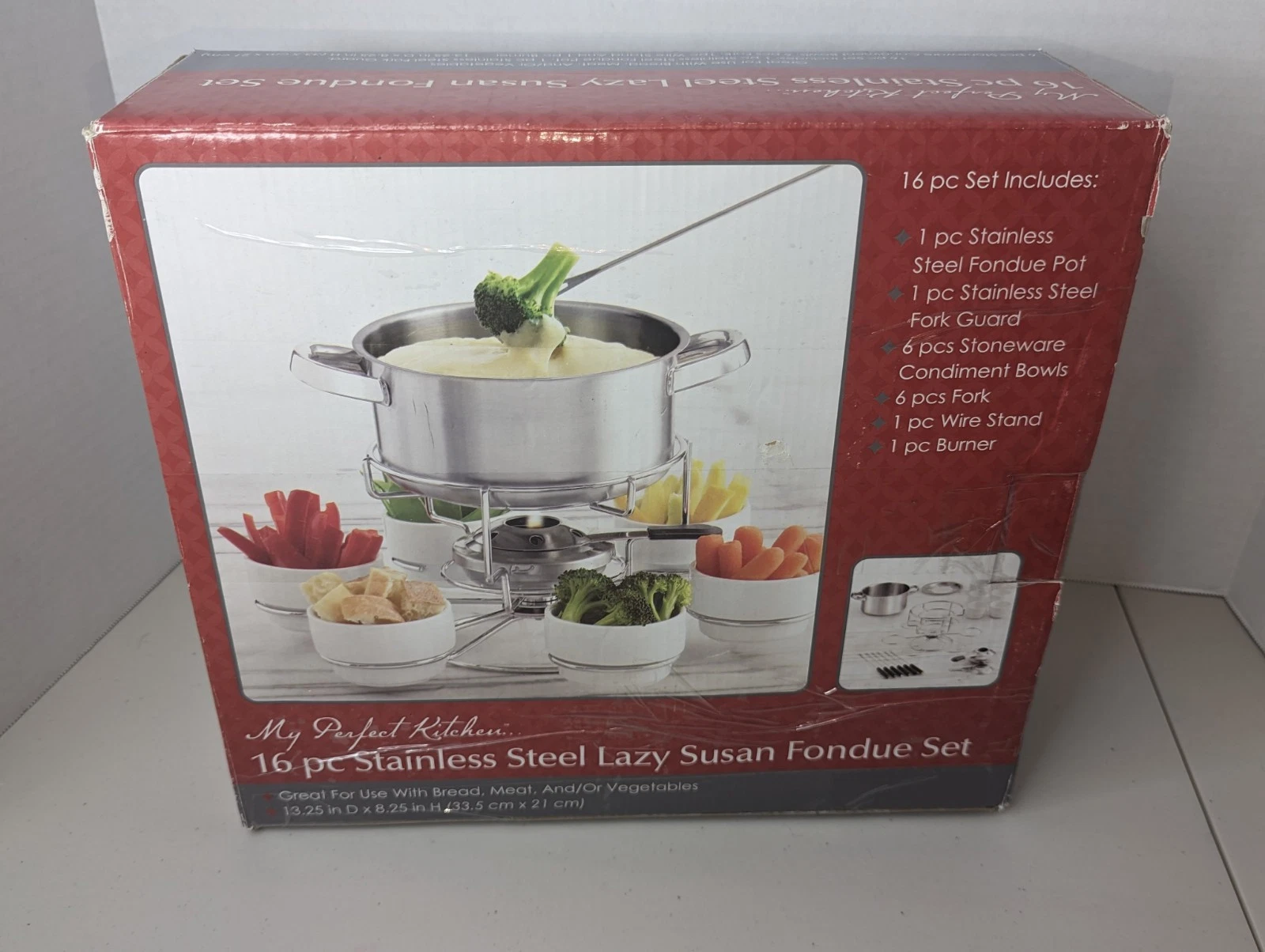 My Perfect Kitchen 16 Piece Stainless Steel Lazy Susan Fondue Set