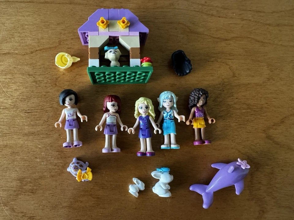 ~LOTE LEGO Friends~3 lb~Incl 5 MINI FIGURAS+5 animais~GOLFINHO~Cão~Coelho~Tartartaruga+~ - Imagem 2 de 4
