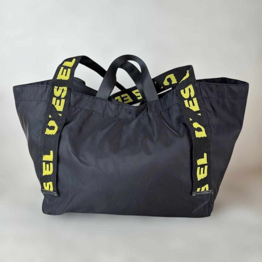 Diesel Big Tote Bag Logo Line 2 Way Nylon Black Womens Auth From Japan RIN thumbnail 4