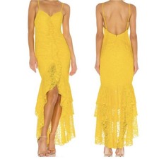 NWT NBD Rosaleen Maxi Dress Lace Mermaid Fairy Coquette Yellow Size M