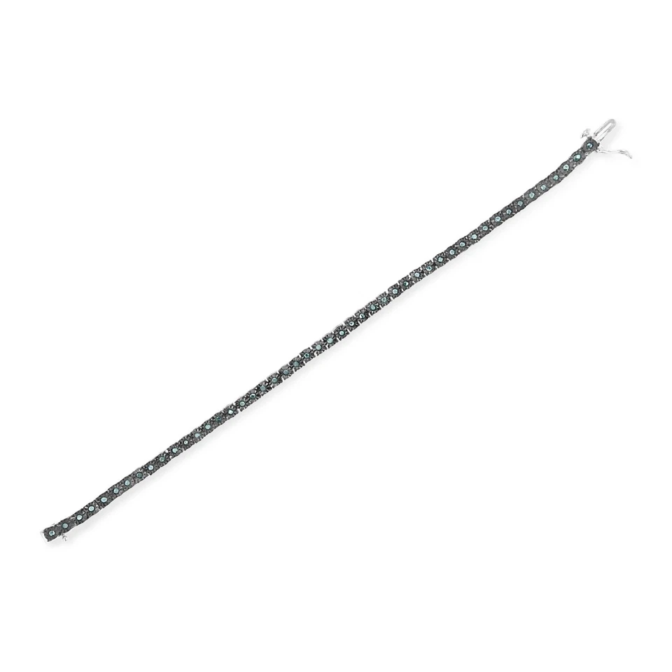 Brazalete de tenis milagroso con diamantes enchapados en rodio negro de 1 quilate de plata de ley Foto 4 de 4