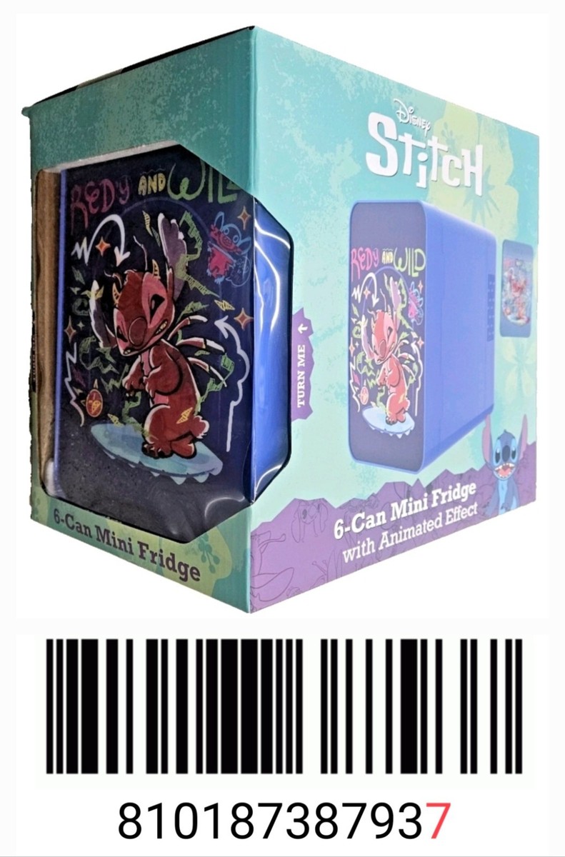 Disney Stitch Lenticular Mini Fridge 4L 6-Can Compact Cooler 3D