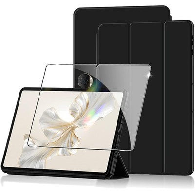 Tablet Hülle für 12,1 Zoll Honor Pad 9 2024 - Schwarz Schutzhülle mit Schutzglas