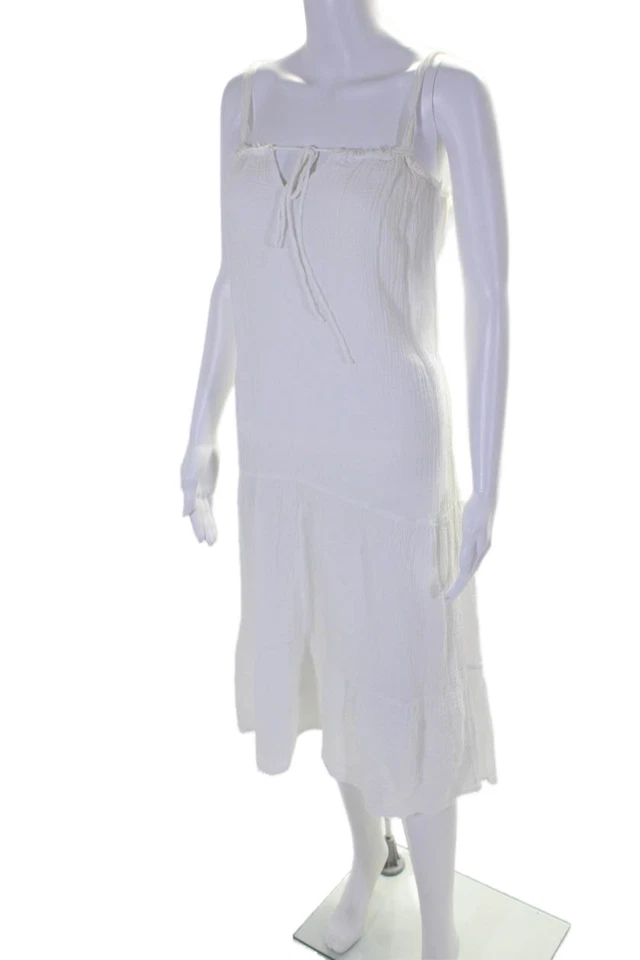 天鹅绒女式 V 领蕾丝无袖长裙白色 XS 码 — 第 2/4 张图片