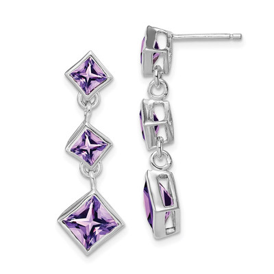 Sterling Silber rhodiniert poliert Amethyst Ohrhänger Geschenk für sie